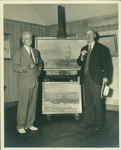 John P. Benson and William Sumner Appleton in Mr. Benson's studio, Kittery Point, Maine, July 24, 1947