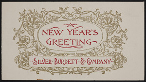 Greeting card for Silver-Burdett & Company, publishers, 6 Hancock Avenue, Boston, Mass., 1891