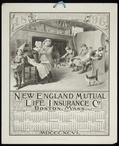 Calendar for New England Mutual Life Insurance Co., Post Office Square, Boston, Mass., 1896