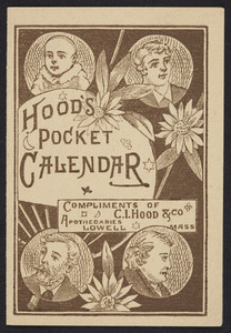 Hood's pocket calendar, C.I. Hood & Co., apothecaries, Lowell, Mass., 1881