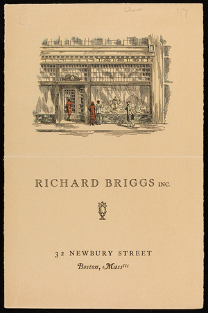 Brochure for Richard Briggs, Inc., No. 32 Newbury Street, Boston, Mass., April 12, 1926