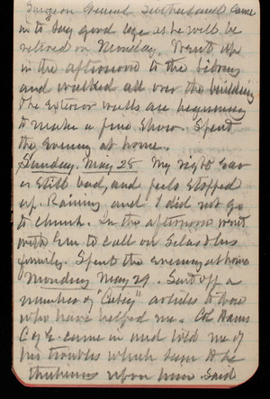 Thomas Lincoln Casey Notebook, May 1893-August 1893, 22, Surgeon General Sutherland came