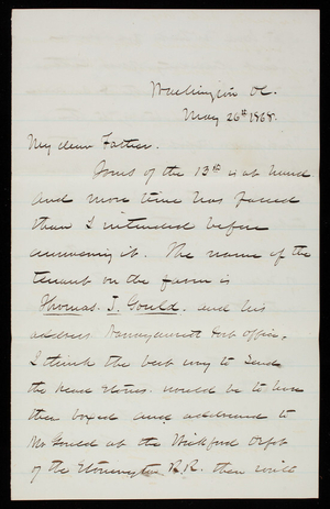Thomas Lincoln Casey to General Silas Casey, May 26, 1868