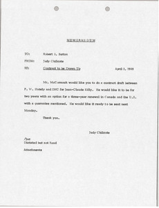 Memorandum from Mark H. McCormack to Robert S. Burton