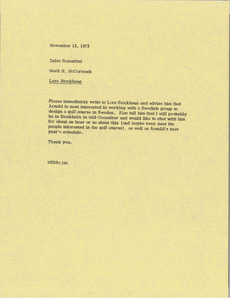 Memorandum from Mark H. McCormack to Jules Rosenthal