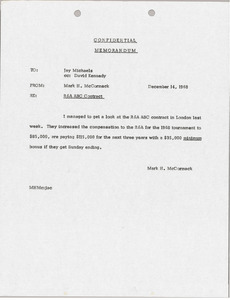 Memorandum from Mark H. McCormack to Jay Michaels