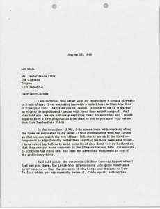 Letter from Mark H. McCormack to Jean-Claude Killy