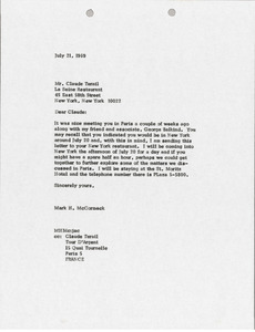 Letter from Mark H. McCormack to Claude Terail