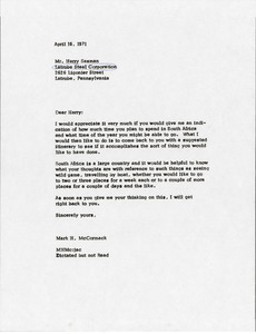 Letter from Mark H. McCormack to Harry Saxman