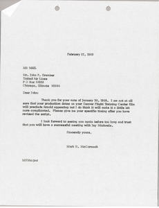 Letter from Mark H. McCormack to John P. Grember