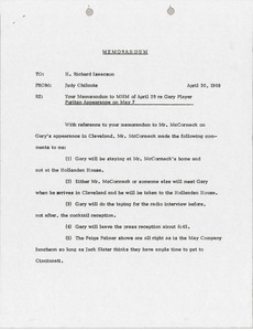 Memorandum from Judy A. Chilcote to H. Richard Isaacson