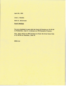 Memorandum from Mark H. McCormack to John L. Macklin