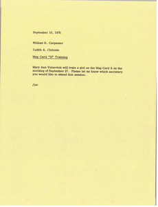 Memorandum from Judy A. Chilcote to William H. Carpenter