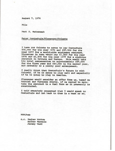 Memorandum from Mark H. McCormack to Peter Oosterhuis Slazenger Colgate file