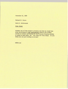 Memorandum from Mark H. McCormack to Richard E. Moore