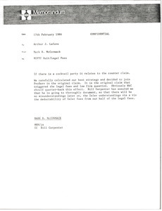 Memorandum from Mark H. McCormack to Arthur J. Lafave