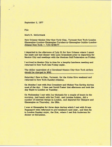 Memorandum from Mark H. McCormack to travel file