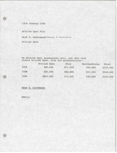 Memorandum from Mark H. McCormack to British Open file