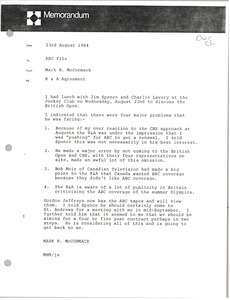 Memorandum from Mark H. McCormack to American Broadcasting Company file