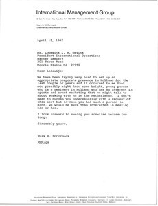Letter from Mark H. McCormack to Lodewijk J. R. deVink