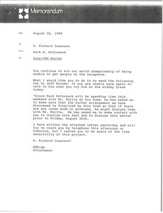 Memorandum from Mark H. McCormack to H. Richard Isaacson