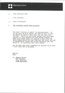 Memorandum from Mark H. McCormack to Rick Isaacson