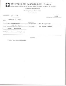 Fax from Mark H. McCormack to Steven Winn