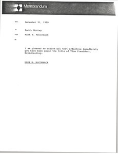 Memorandum from Mark H. McCormack to Sandy Montag