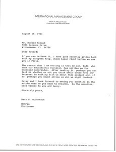 Letter from Mark H. McCormack to Howard Roland