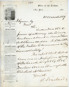 Letter from L. Sinclair to Joseph Lyman