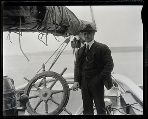 Donald B. MacMillan aboard the Bowdoin, for the arctic
