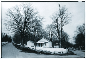 Winter scene of one-room schoolhouse in Ulster County