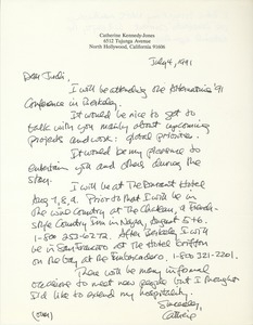 Letter from Catherine Kennedy-Jones to Judi Chamberlin