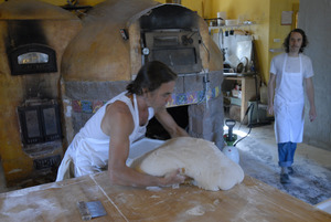 Hungry Ghost Bread: owner and baker Jonathan C. Stevens working on cinnamon rolls