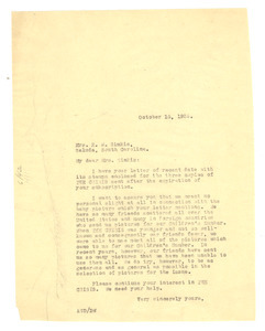 Letter from Crisis to Mrs. E. W. Simkis