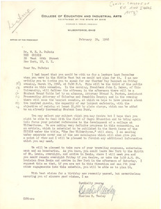 Letter from Wilberforce College of Education and Industrial Arts to W. E. B. Du Bois