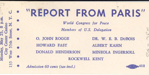 World Congress for Peace ticket