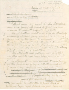 Letter from Elkhorn Negro High School to W. E. B. Du Bois