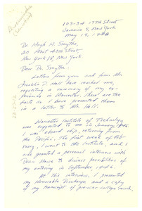 Letter from William Waverly Baker to Hugh H. Smythe
