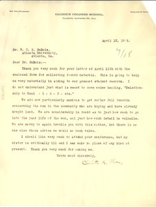 Letter from Calhoun Colored School to W. E. B. Du Bois