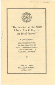 The Function of the Negro Liberal Arts College in the Social Process conference program