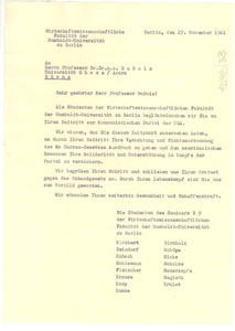 Letter from Humboldt-Universität zu Berlin to W. E. B. Du Bois