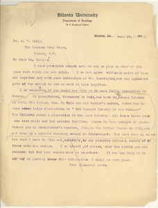 Letter from W. E. B. Du Bois to Dr. A. P. Holly