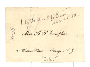 A. P. Camphor visiting card