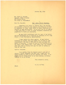 Letter from W. E. B. Du Bois to New Haven City Burial Ground