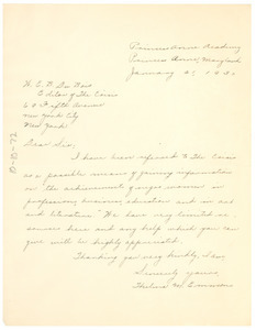 Letter from Thelma M. Emmons to W. E. B. Du Bois