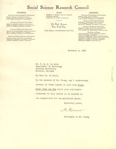 Letter from Social Science Research Council to W. E. B. Du Bois