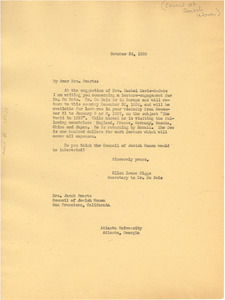 Letter from Ellen Irene Diggs to the Council of Jewish Women