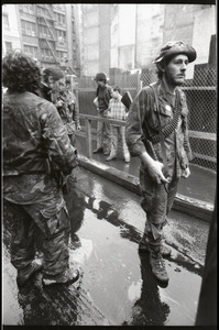 Vietnam Veterans Against the War demonstration 'Search and destroy': veteran (possibly W.B. Mabrin) leading march