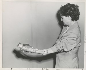 A woman uses a new prosthetic device